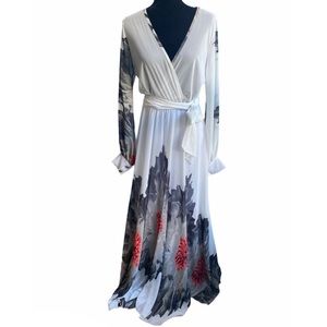 Sexy Diva White Red Flowy Sheer Floral Maxi Dress